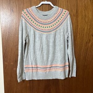 GAP Light Gray Sweater with Colorful Patterns